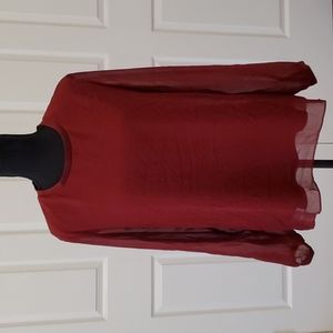 Sexy Sheer Burgany Top Size Large